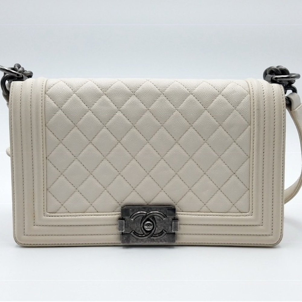 Chanel boy bag white / silver hardware